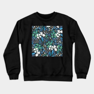 Flower Flurry - Blue and Green Hues - Digitally Illustrated Flower Pattern for Home Decor, Clothing Fabric, Curtains, Bedding, Pillows, Upholstery, Phone Cases and Stationary Crewneck Sweatshirt